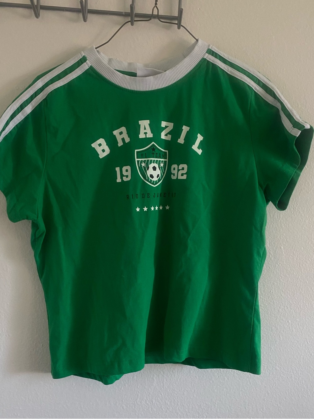 Green/White Brazil Crop Top